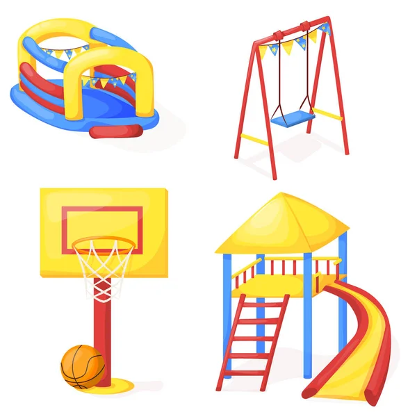 Spielplatz Park Cartoon Vektor Spaß spielen Kinder Kindergarten Illustration Kind Outdoor-Ausrüstung. — Stockvektor