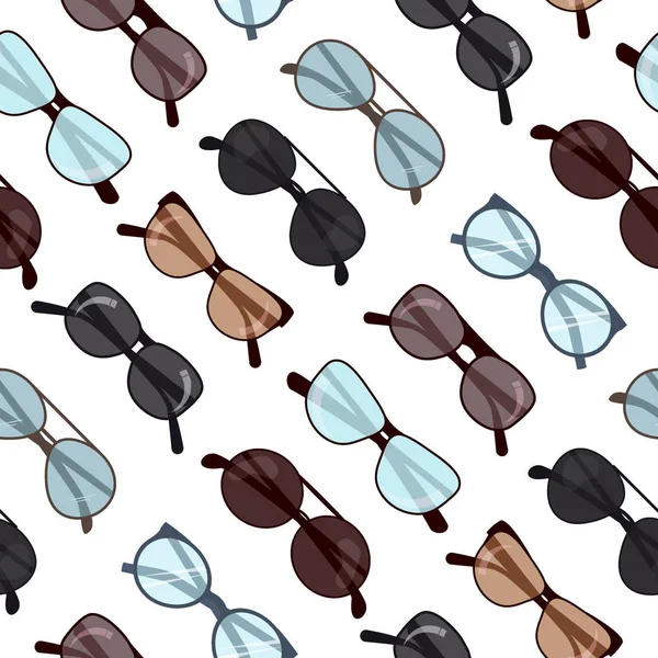 Ilustração de vetor de padrão sem costura de óculos. Moda retro óculos de sol fundo . —  Vetores de Stock
