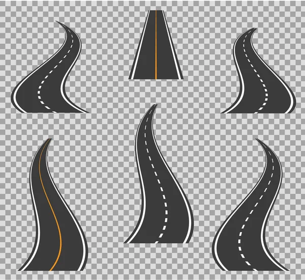 Road Icons Footpath Bending High Ways Road Curves Geometric Design — Stock Vector