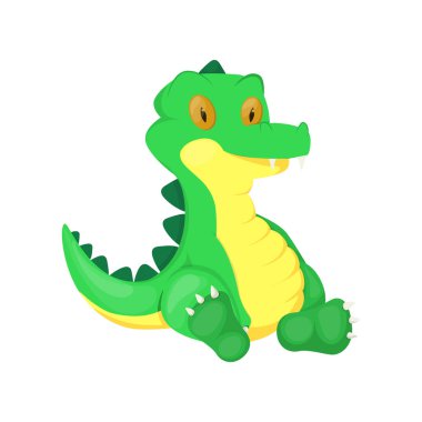 Timsah hayvan karikatür timsah vektör karakter yeşil hayvanat bahçesi yaban hayatı sürüngen yırtıcı hayvan illüstrasyon.