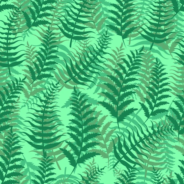 Fern sömlösa mönster exotiska bakgrund natur gröna blad växt vektorillustration. — Stock vektor