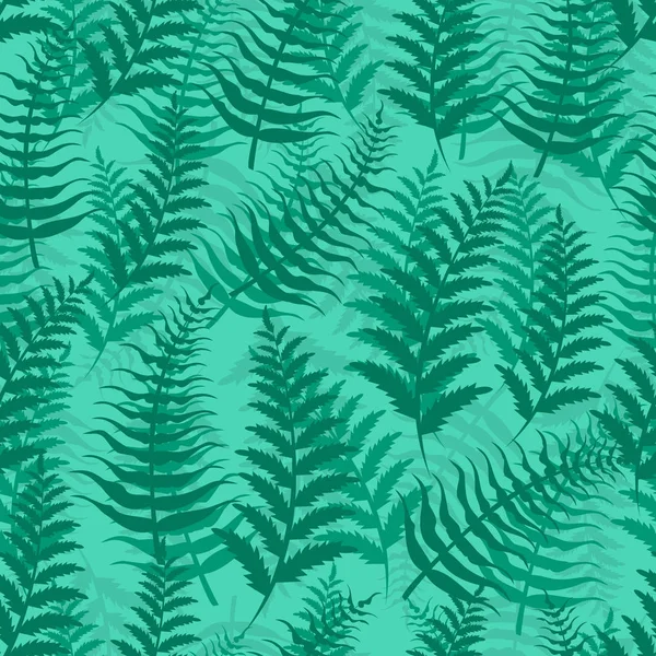 Fern Sömlösa Mönster Exotiska Bakgrund Natur Gröna Blad Växt Vektorillustration — Stock vektor
