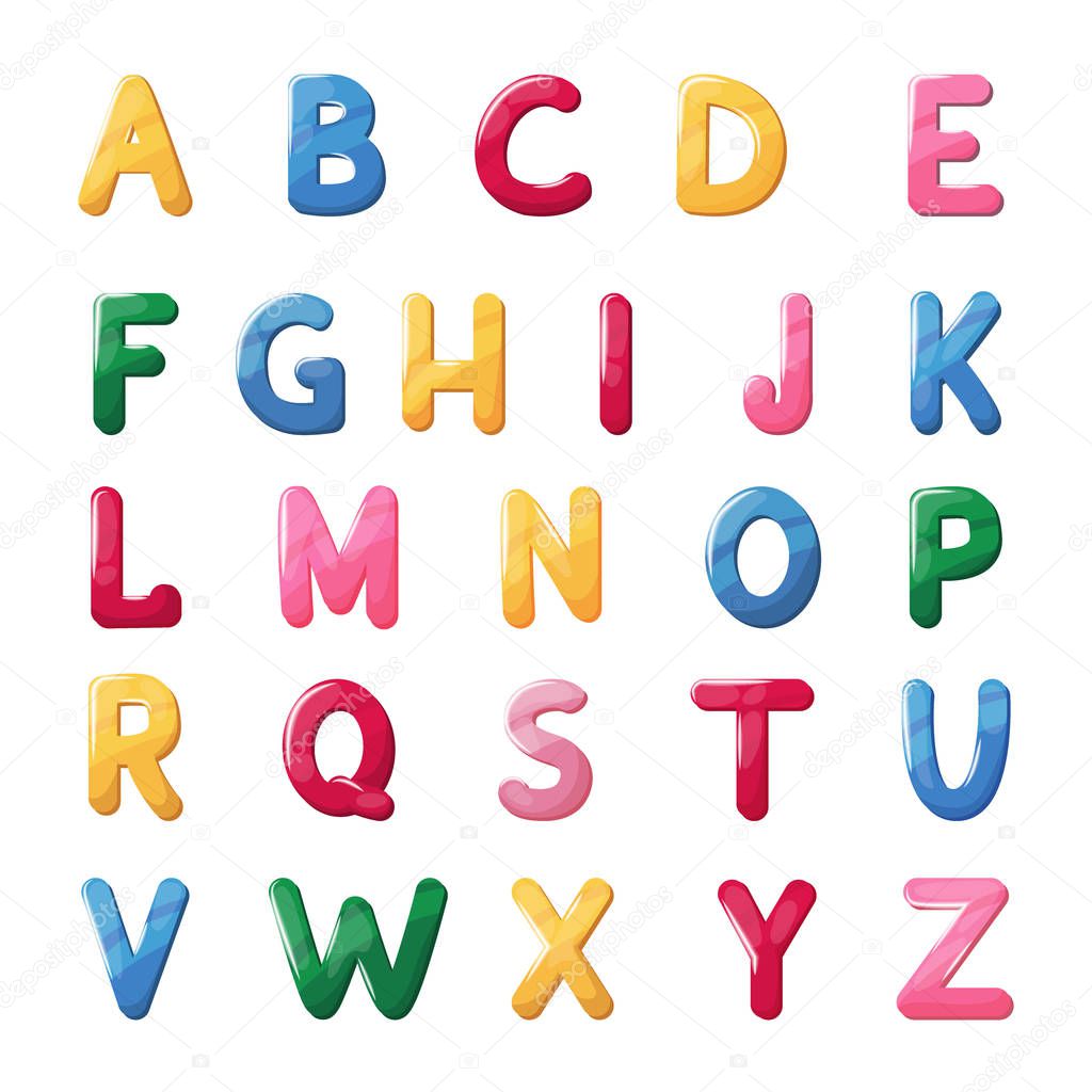 Abs Font Jelly Alfabeto Bambini Isolato Lettera Testo Vettoriale  Illustrazione - Vettoriale Stock di ©DanyliukI 204316352