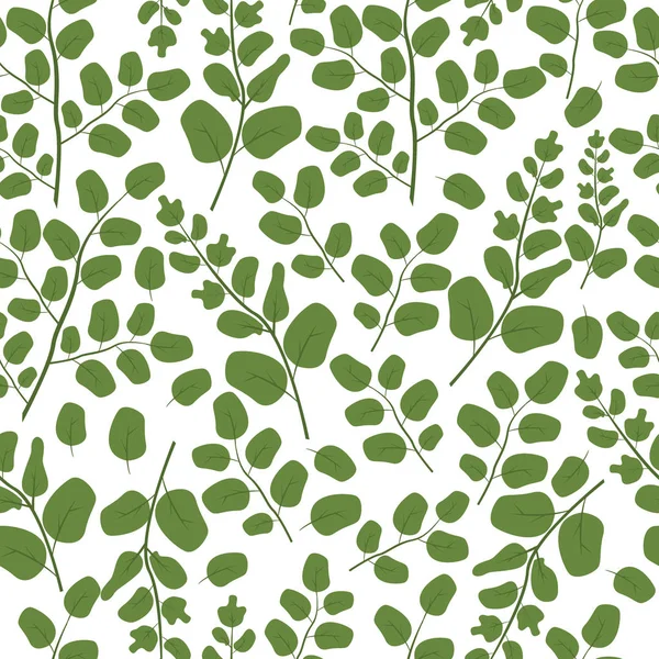 Gröna blad sömlösa mönster flat vector mall natur blad tapet. — Stock vektor