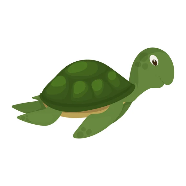 Tortue marine océan vert animal nature sous-marin faune marine personnage vectoriel illustration . — Image vectorielle