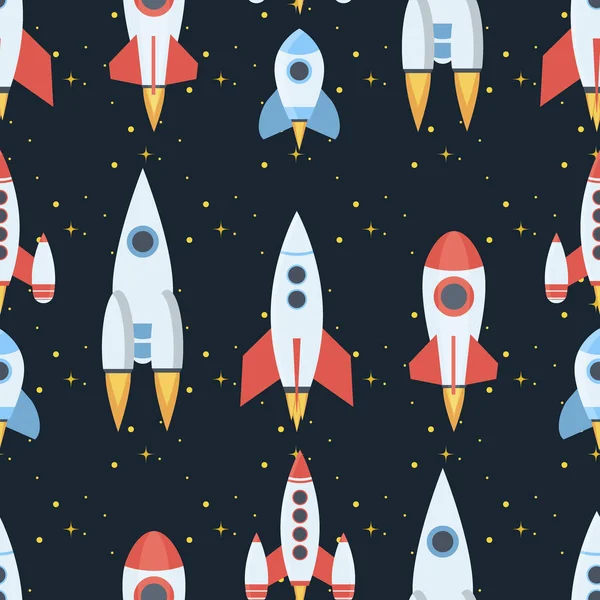Dikişsiz desen arka plan vektör çizim roket sahası küre Güneş sistemi ve evren gezegen gökyüzü. Uçuş uzay astronot keşif seyahat Servisi. Kozmonot uzay adamı ocketship.