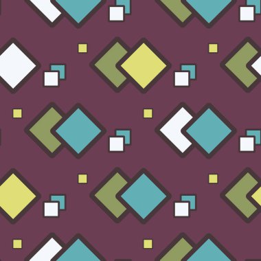 Kare soyut geometrik desen edikula sorunsuz vektör arka plan ile. Duvar kağıdı modern kiremit. Retro 1950'lerde basit süsleme.