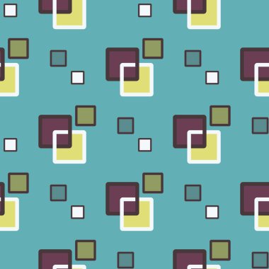 Kare soyut geometrik desen edikula sorunsuz vektör arka plan ile. Duvar kağıdı modern kiremit. Retro 1950'lerde basit süsleme.