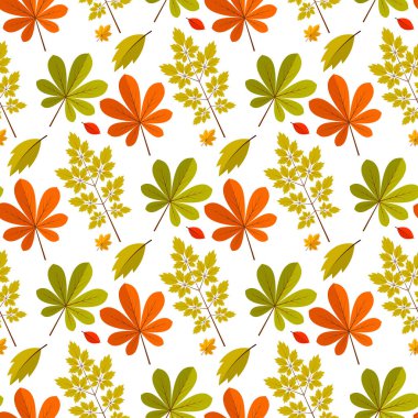 Dikişsiz desen doğa vektör çizim sonbahar meşe yaprakları.