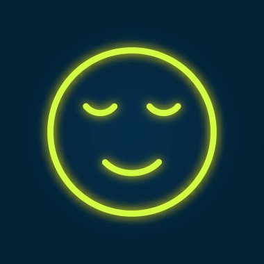 Emoji sembolü Neon vektör tasarım illüstrasyon parlayan ışık gülümse. Mutlu aydınlatma kızdırma yüz eğlenceli duygu karakter.