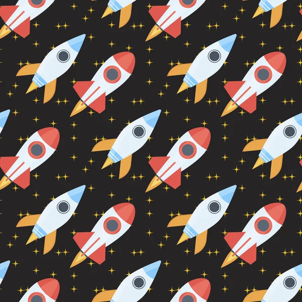Dikişsiz desen arka plan vektör çizim roket sahası küre Güneş sistemi ve evren gezegen gökyüzü.