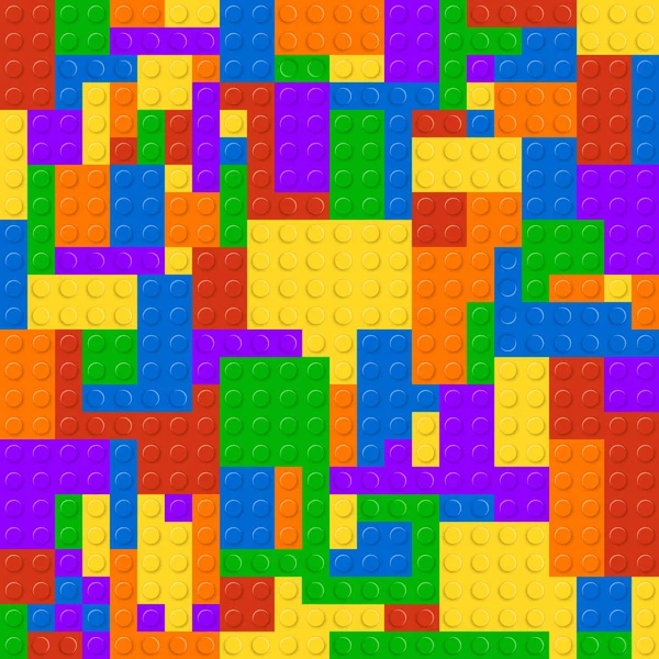 プラスチック製の建設は シームレスなパターンの背景をブロックします ベクトル図建設ブロック カラフルなゲーム レンガは グッズを構築します 幾何学的なビルドの幼年期建設パズル — ストックベクタ