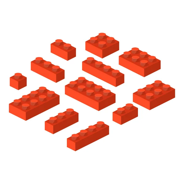 Isométrico Blocos Construtor Pré Escolar Construir Ilustração Vetor Cúbico Cubo — Vetor de Stock
