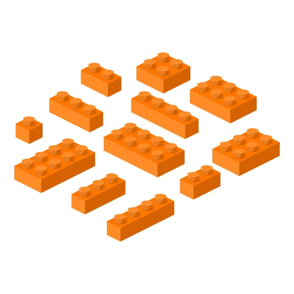 Costruttore Isometrico Blocchi Prescolastico Costruire Illustrazione Vettoriale Cubica Cubo Mattone — Vettoriale Stock