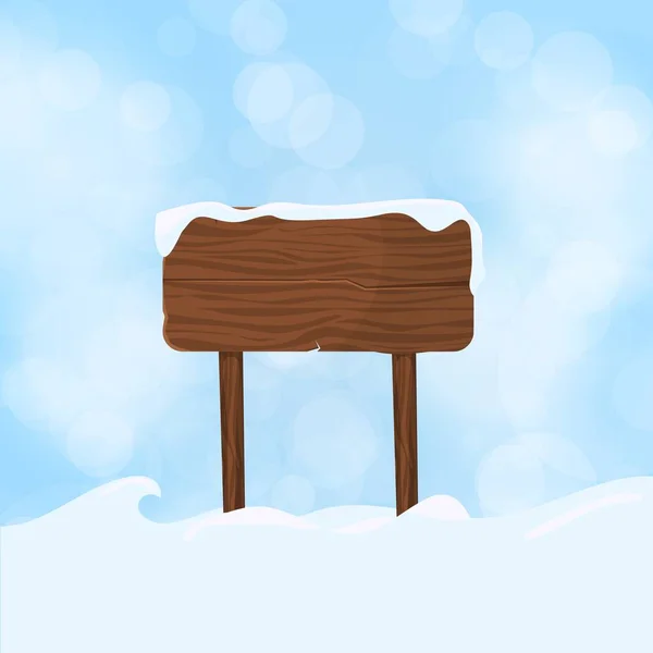 Deska Drewniany Znak Zima Śnieg Kopii Przestrzeni Wektorowej Śnieg Transparent — Wektor stockowy