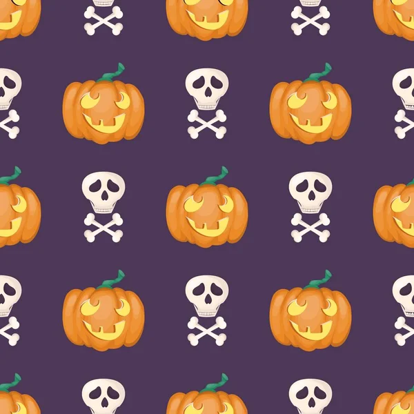 Modello Senza Soluzione Continuità Con Zucca Felice Illustrazione Vettoriale Halloween — Vettoriale Stock