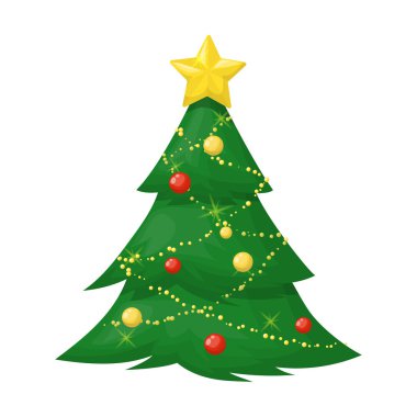 Noel ağacı garland tatil kış xmas hediye köknar vektör çizim.