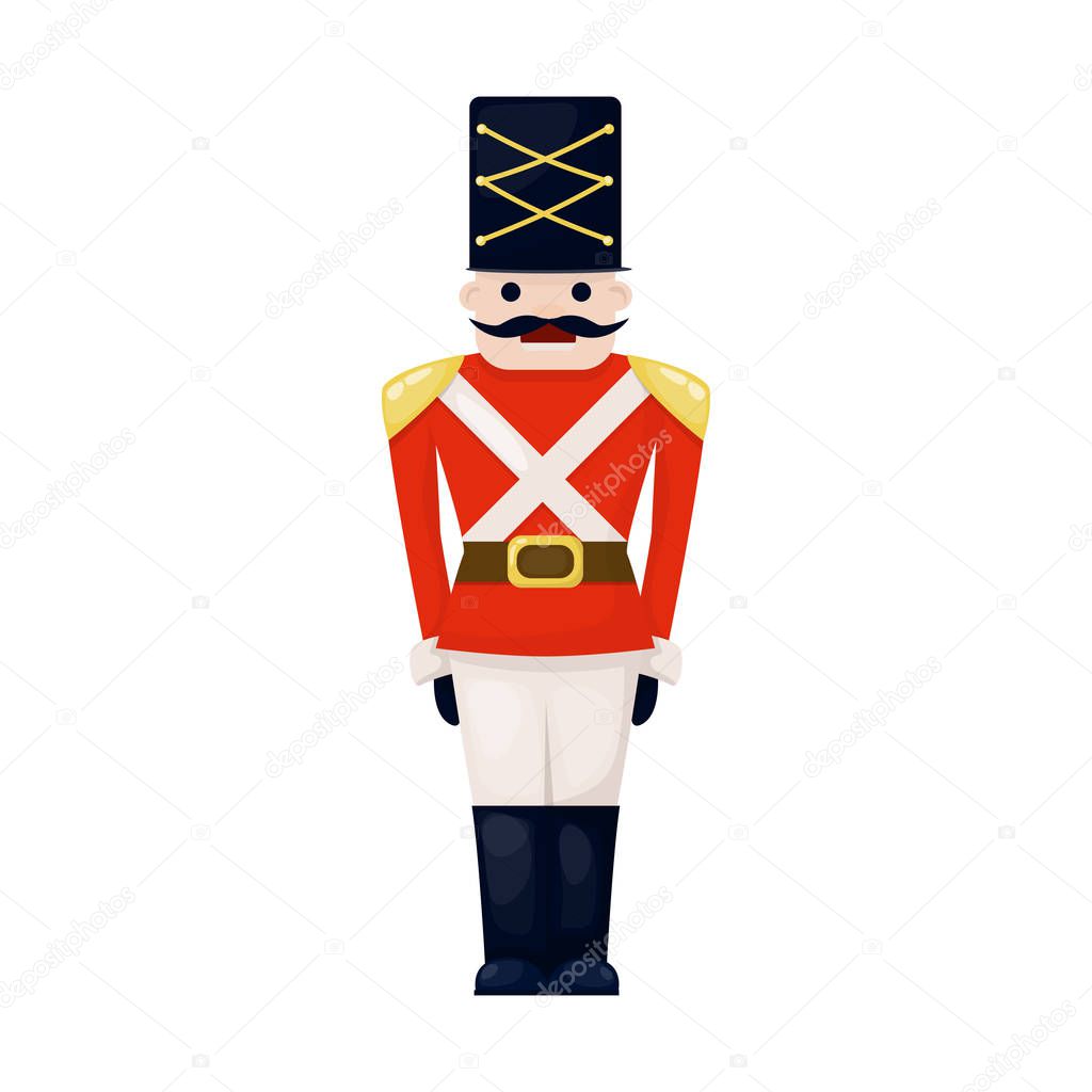 Antique toy vintage tin soldier childhood old cute military traditional character christmas holiday british gift vector illustration.