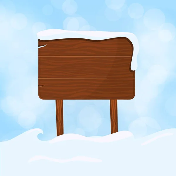 Deska Drewniany Znak Zima Śnieg Kopii Przestrzeni Wektorowej Śnieg Transparent — Wektor stockowy