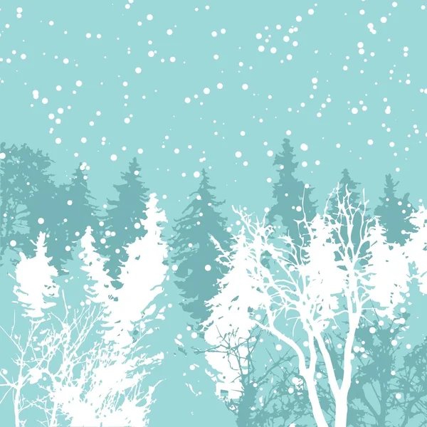 Weihnachtskarte Winter Wald Weihnachtsdekoration Urlaub Vektor Illustration Frohe Weihnachten Überraschung — Stockvektor