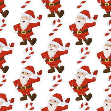 Noel Noel Baba şeker kamışı Dikişsiz desen kış tatil hediye arka plan vektör çizim sarın. Xmas duvar kağıdı şenlikli kağıt veya kumaş sarma.