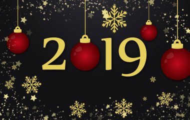 Yeni yıl 2019 ve neşeli Noel tatil arka plan kavramı vektör çizim.