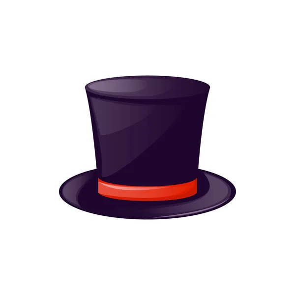 Vintage mans top hat etykieta tradycyjny czarny kostium. Projekt Pan cap szablon akcesorium dla etykiety, baner, odznaka, logo wektor ilustracja. — Wektor stockowy