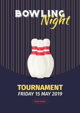Bowling turnuva poster davetiye vektör Illustration.