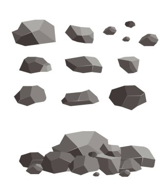 Rock stone block blank broken cement cobblestone vector illustration. Geology granite lava material natural sandstone volcanic mountain. clipart