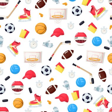 Spor giysi ve ekipman dikişsiz desen vektör illüstrasyon.