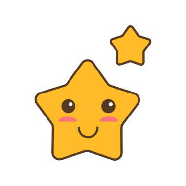 Renkli kawaii yıldızlarının yüzü