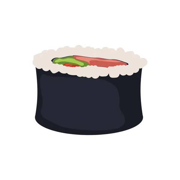 Sushi Roll Mariscos Frescos Con Atún Salmón Pescado Arroz Japonés — Vector de stock