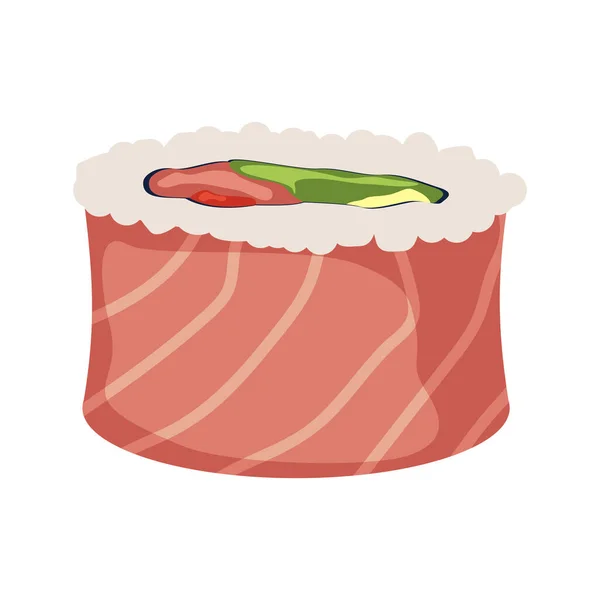 Sushi Roll Mariscos Frescos Con Atún Salmón Pescado Arroz Japonés — Vector de stock