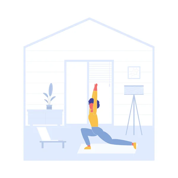 Éclosion Virus Covid Exercice Sportif Maison Fitness Workout Yoga Exercice — Image vectorielle