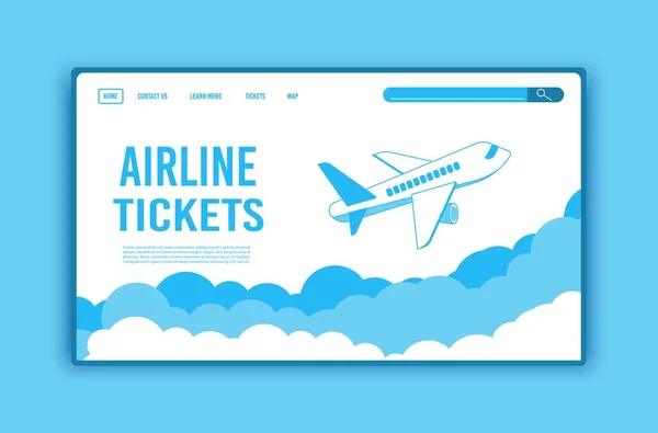 Modelo Bilhete Avião Página Destino Retomada Voos Banner Com Avião — Vetor de Stock