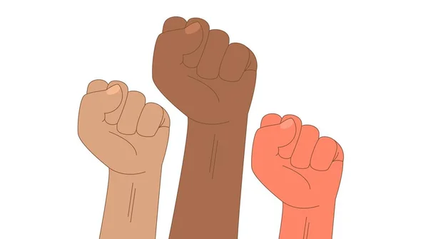 Люди разных национальностей и рас поднимают кулаки . — стоковое фото