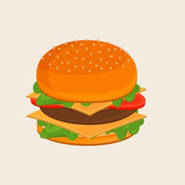 Apetite ızgara burger. Lezzetli bir fast food hamburgeri. Sağlıksız peynirli sandviç..