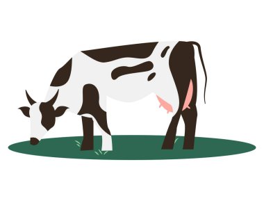 İnek çiftliği hayvan vektör çizimi. Sütlü sığır eti karakteri. Çiftlik hayvanları için sığır tarımı. Çiftlik sütü inek portresi.