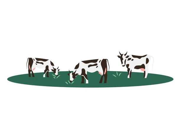 Vaca Granja Animal Vector Ilustración Carácter Doméstico Carne Leche Agricultura — Vector de stock