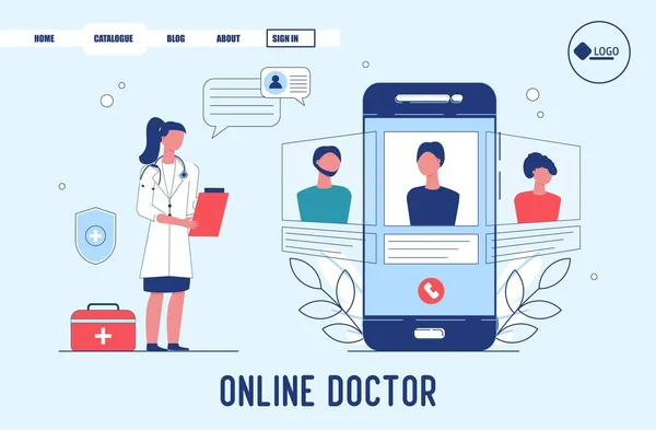 Telemedicine, Online Doctor, Medical Service Online for Patients. landing page