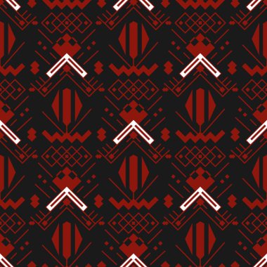 Aztekler kusursuz desen. Kabile etnik süsü. Geometrik soyut arkaplan. Geleneksel Hint moda baskısı. Kabile desenli Meksika trendli halk vektör dokusu.