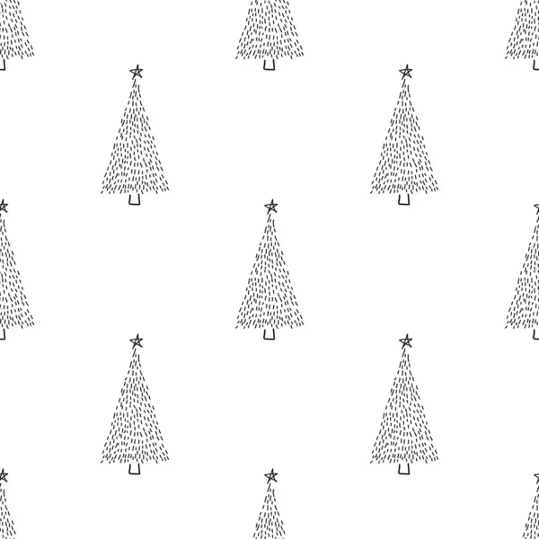Sömlöst mönster med julgran och snöflinga för vintersemester design. — Stock vektor