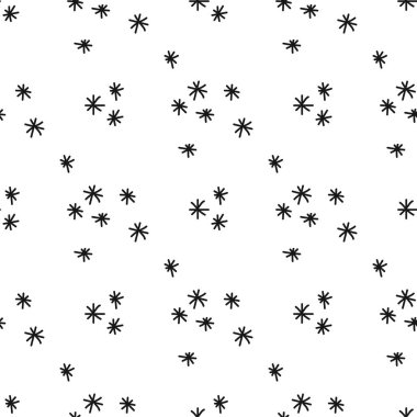 Noel ağacı ve kış tatili tasarımı için kar tanesi desenli kusursuz desen. İskandinav Noel monohrome Koleksiyonu. Noel kış dekorasyonu için ambalaj kağıdı. Tatil arkaplanı.