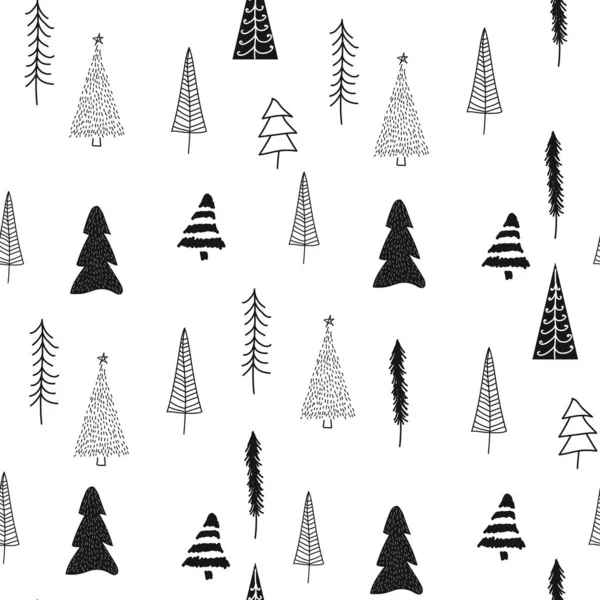 Nahtloses Muster Mit Weihnachtsbaum Und Schneeflocke Für Den Winterurlaub Skandinavische — Stockvektor