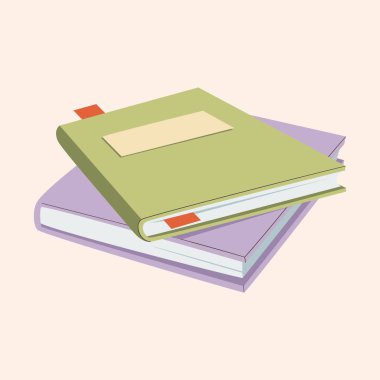 Çalışma ve Öğrenme için Kitap Koleksiyonu. Sevimli Kitap El Çizimi Kitapçısı Yığın Vektörü Resimleri Okuma.