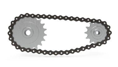 Chain transmission on white background, 3d rendering. clipart