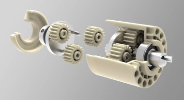 Vücut, 3d çizim gezegen mekanizması.