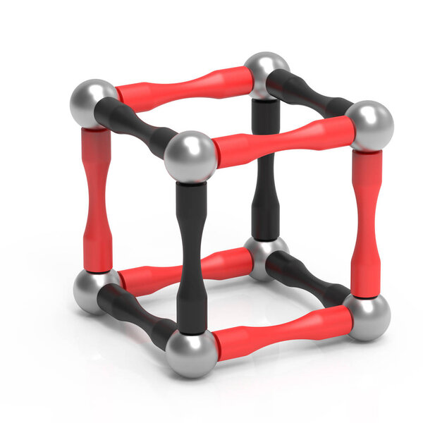 Children's magnetic toy with steel balls in the form of a cube. Children's sensory games, activity, creativity concept. 3D rendering.