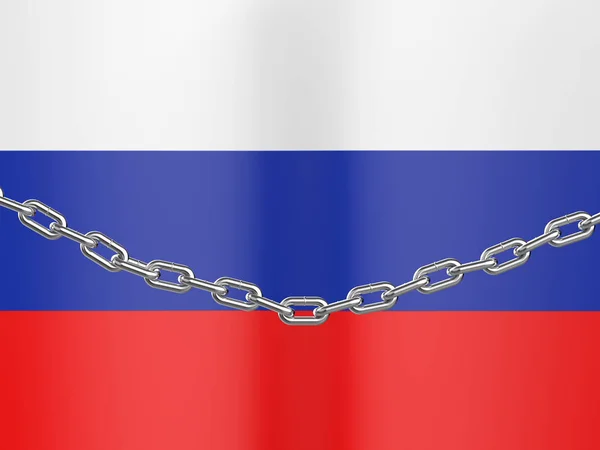 Russia Sanctions Flag Russia Chain Restrictions Imports Rendering — Stock Photo, Image