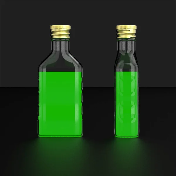 Μπουκάλι Λαμπερό Υγρό Λαμπερό Μπουκάλι Του Υγρού Φως Νέον Από — Φωτογραφία Αρχείου